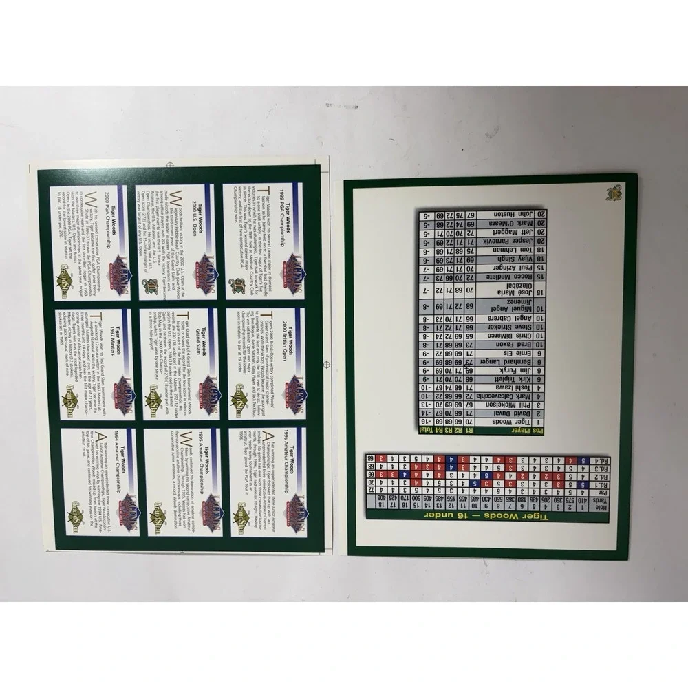 Tiger Woods Legends 9 card UnCut‎ Sheet Grand Slam